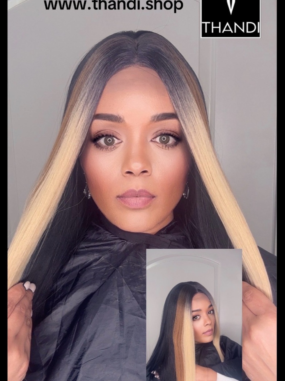 Ombre Black to Blonde Straight Lace Front Wig